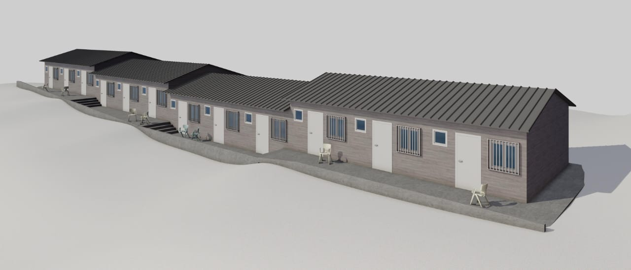 Système ossature + murs, en cours de construction