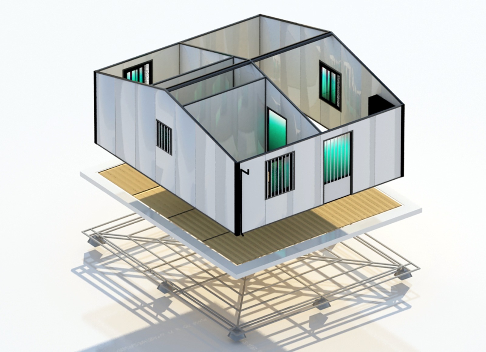 Module surélevé — vue éclatée du plancher